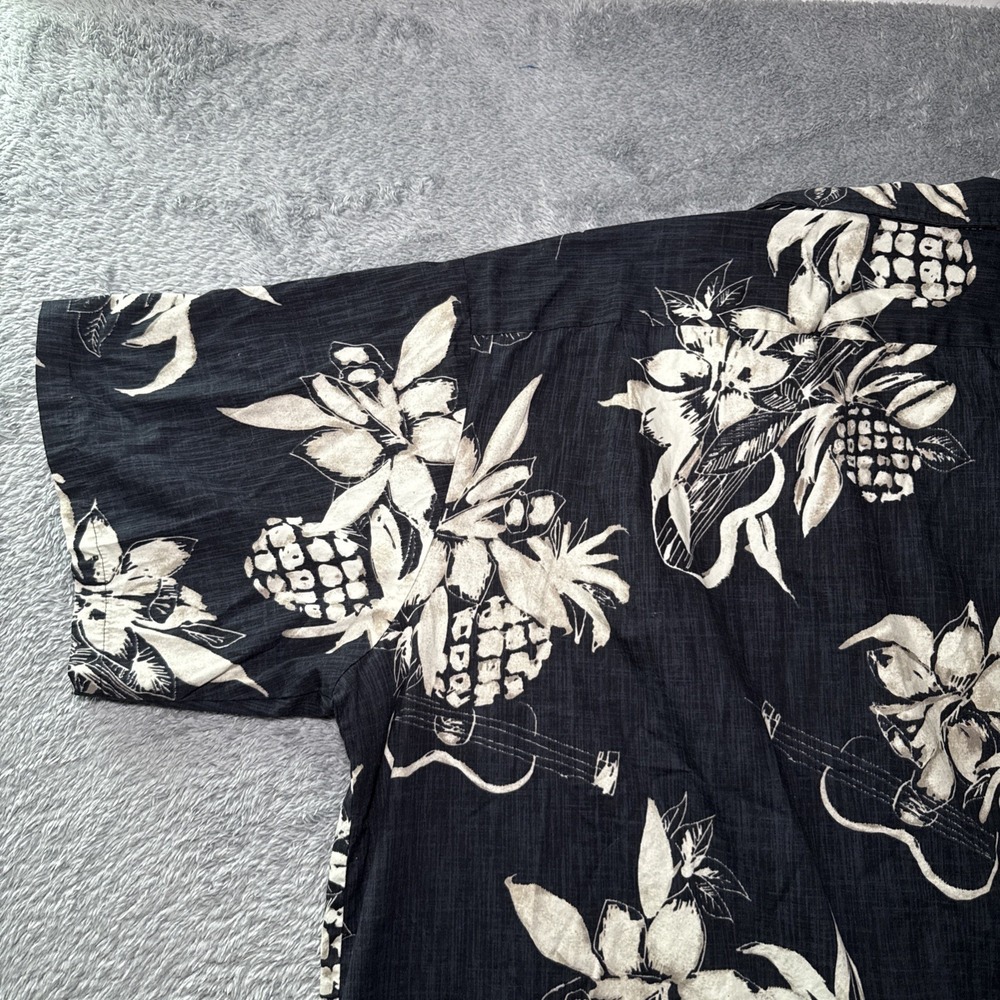 VTG RJC Men's SZ 4XL Hawaiian Shirt Button Up Black Navy Floral Made In Hawaii - Picture 15 of 16